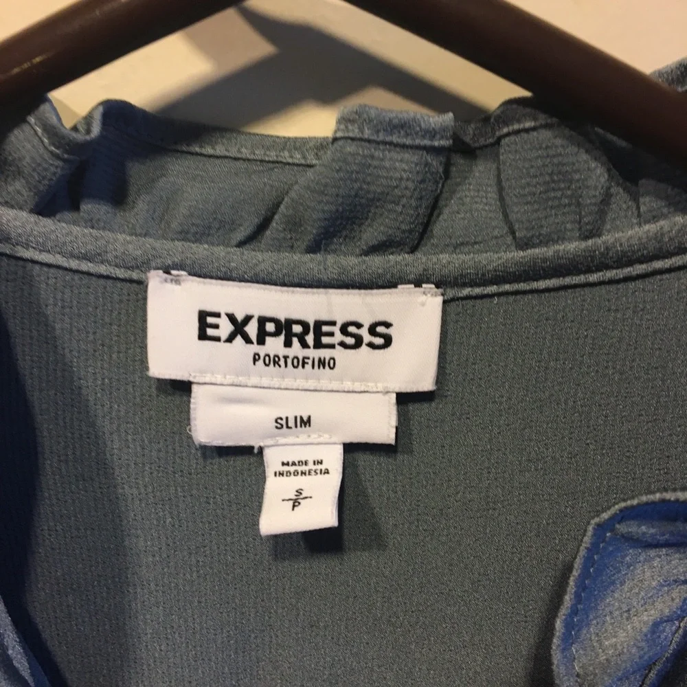 Express Portofino Silvery/blue long sleeve dainty Blouse. Size s/p - Picture 3 of 6